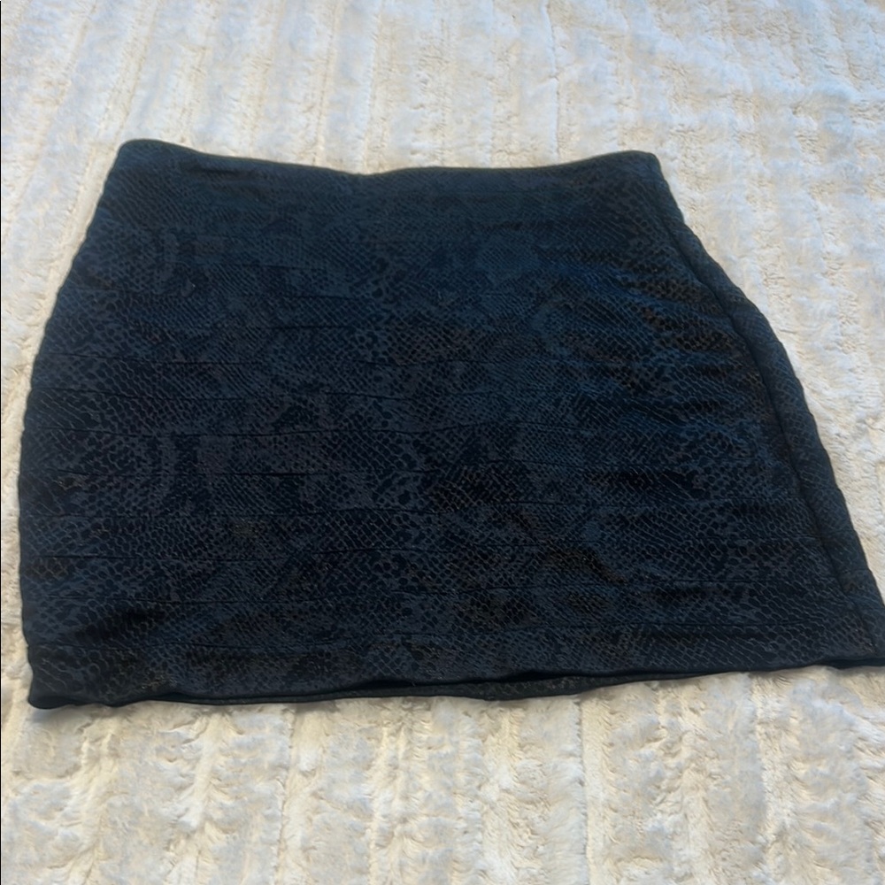 Express Black Snakeskin Mini Skirt